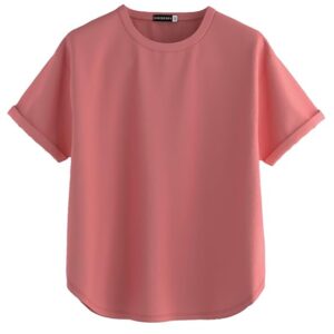 JUNEBERRY® Pure 100% Cotton Oversized Loose Fit Drop Shoulder Round Neck Boyfriend Fit Solid Half Sleeves T-Shirt for Women & Girls (Sizes: S to 2XL)