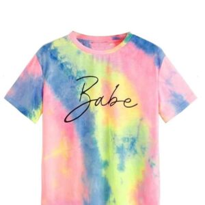 JUNEBERRY® Cotton Blend Tie & Dye Round Neck Half Sleeve Regular Fit Printed T-Shirt for Women & Girls