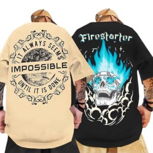 Richscot Mens Oversized Graphic Printed Tshirt (Pack of 2)