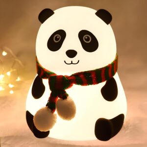 TOYTONIC Panda Night Light for Kids - Soft Silicone Rechargeable Lamp with Tap Control, Multi-Color Modes, and Non-Slip Base - Perfect for Bedside, Baby Rooms, and Gifting