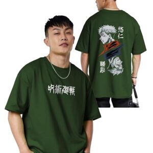 fanideaz Mens Cotton Round Neck Oversized Anime Printed Half Sleeve Branded T-Shirt ||Anime Printed T-Shirts for Men || Oversized Tshirts for Mens