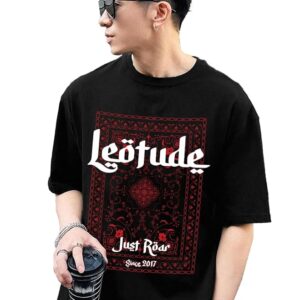 LEOTUDE Men's Cotton Oversized Fit Half Sleeve Round Neck Printed Oversized T-Shirt
