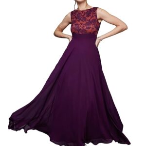 Miss Chase Women's Brick Red & Dusty Green Boat Neck Sleeveless Self Design Lace Overlaid Regular Dress