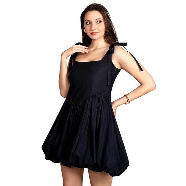 Navy Blue Corset Dresses for Women | Solid Pattern | Square Neck | Sleeveless and Above Knee Length | Flared Cut | Cotton Dress for Women | Casual Wear | Pack of 1