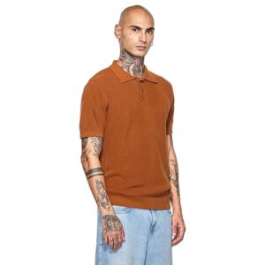 SNITCH Men Cotton Slim Fitns Core Lab Textured Polo T-Shirt